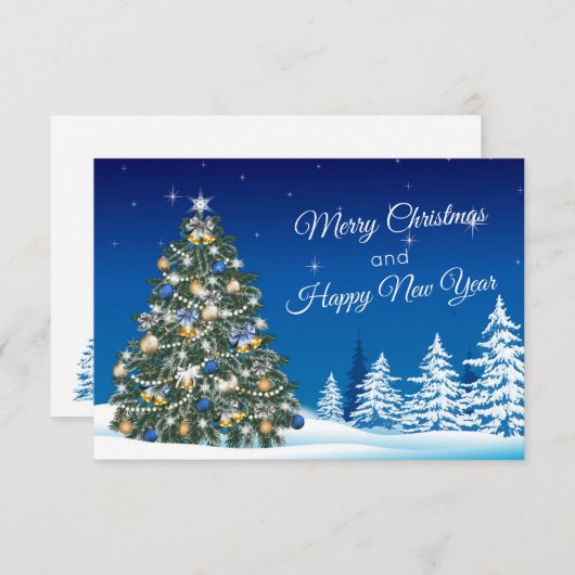 Carte D'accompagnement Noël Arbre de Noël Neige Joyeux Noël (Devant / Derrière)