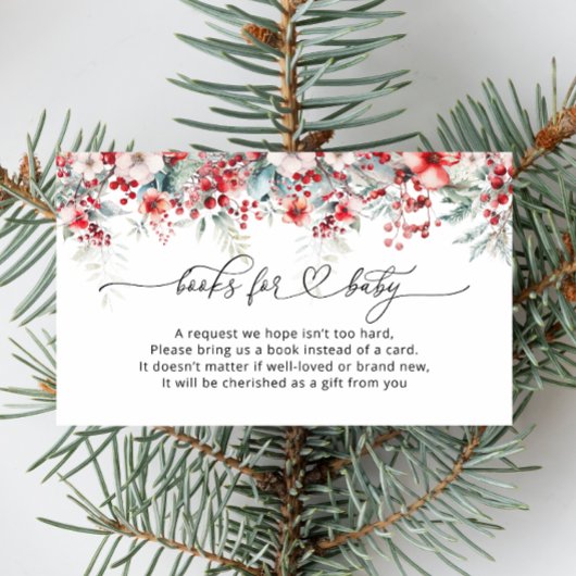 Carte D'accompagnement Noël d'hiver Red Floral Livres pour bébé