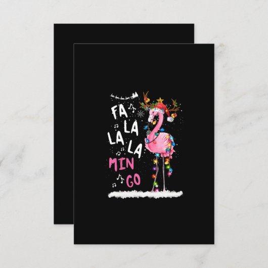 Carte D'accompagnement Noël - Fa-La-La-Mingo Flamant rose avec Noël (Devant / Derrière)