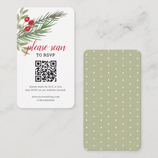 Carte D'accompagnement Noël festif RSVP avec QR Code (Devant / Derrière)