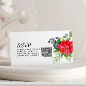 Carte D'accompagnement Noël Red Berries Mariage QR Code RSVP