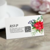 Carte D'accompagnement Noël Red Berries Mariage QR Code RSVP