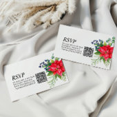 Carte D'accompagnement Noël Red Berries Mariage QR Code RSVP