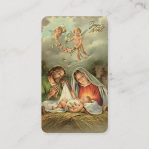 Carte D'accompagnement  Noël religieux Jésus Saint Joseph Vierge Marie
