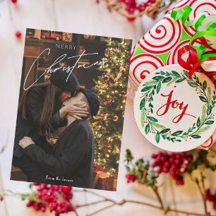 Carte D'accompagnement Noël tendance moderne   Photo romantique en couple
