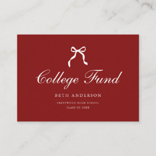 Carte D'accompagnement Nœud Élégant Coquette Rouge Fonds de Fin d'Études 