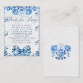 Carte D'accompagnement Nœud floral bleu élégant Livres Toile chic pour bé (Devant / Derrière)