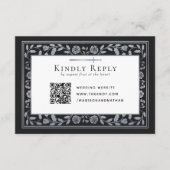 Carte D'accompagnement Noir Argent Noir Médiéval Mariage épée RSVP QR Cod (Devant)