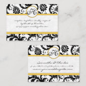 Carte D'accompagnement Noir Blanc Damas Jaune Mariage Trim RSVP (Devant / Derrière)