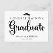 Carte D'accompagnement Noir blanc des mots de la sagesse Graduation (Devant)