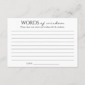 Carte D'accompagnement Noir blanc des mots de la sagesse Graduation (Dos)