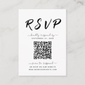 Carte D'accompagnement Noir & blanc en gras Code QR Mariage RSVP (Devant)