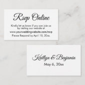 Carte D'accompagnement Noir & Blanc Mariage RSVP Online Élégant Simple (Devant / Derrière)