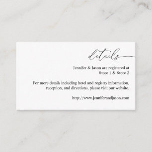 Carte D'accompagnement Noir & Blanc Moderne Calligraphie 3 Détails SM 