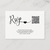 Carte D'accompagnement Noir & Blanc moderne classique Mariage RSVP QR Cod (Devant)