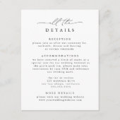 Carte D'accompagnement Noir & Blanc Moderne Et Élégant Mariage Détails (Devant)