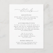 Carte D'accompagnement Noir & Blanc Moderne Et Élégant Mariage Détails (Devant)