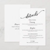 Carte D'accompagnement Noir blanc moderne simples détails minimaux mariag (Devant / Derrière)