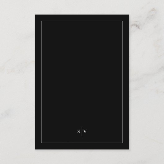Carte D'accompagnement Noir Blanc Monogramme QR CODE Mariage élégant (Dos)