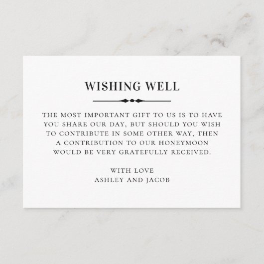 Carte D'accompagnement Noir blanc simple classique mariage désirant bien (Devant)