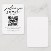 Carte D'accompagnement Noir Blanc Simple Script Wedding RSVP QR Code (Devant / Derrière)