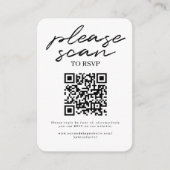Carte D'accompagnement Noir Blanc Simple Script Wedding RSVP QR Code (Devant)