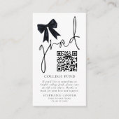 Carte D'accompagnement Noir Bow Grad Graduation QR Code College Fund (Devant)