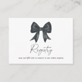 Carte D'accompagnement noir Bow nuptiale code QR pour le registre (Devant)