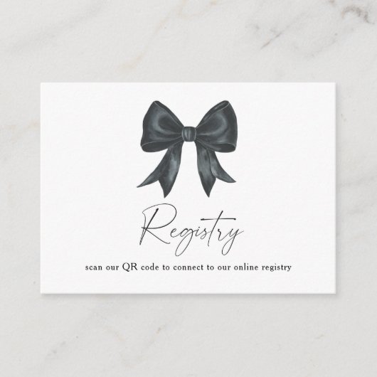 Carte D'accompagnement noir Bow nuptiale code QR pour le registre (Devant)