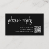 Carte D'accompagnement Noir | Code QR | RSVP de mariage (Devant)