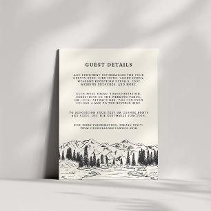 Carte D'accompagnement Noir de cendre   Mountain Sketch Mariage Détails d