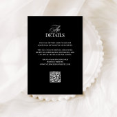 Carte D'accompagnement Noir de luxe classique | QR Code Mariage Détails d