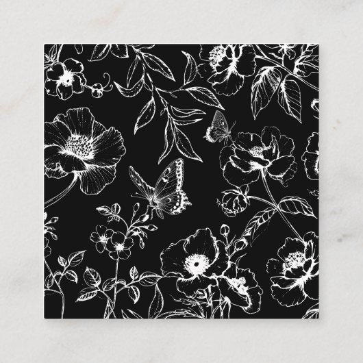 Carte D'accompagnement Noir élégant | Blanc Floral QR Code Mariage RSVP (Dos)