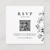 Carte D'accompagnement Noir élégant | Blanc Floral QR Code Mariage RSVP (Devant)