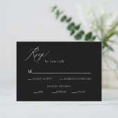 Carte D'accompagnement Noir et blanc Calligraphie Mariage RSVP (Debout devant)