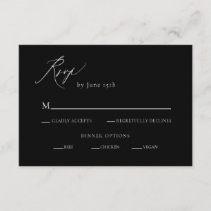 Carte D'accompagnement Noir et blanc Calligraphie Mariage RSVP