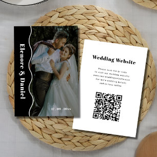 Carte D'accompagnement Noir et blanc Code QR du Mariage latéral photo