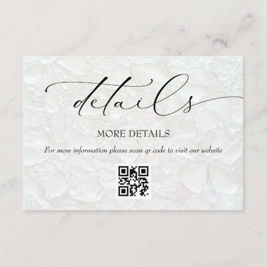 Carte D'accompagnement Noir et blanc Détails de mariage élégant (Devant)