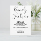 Carte D'accompagnement Noir et blanc Détails modernes Calligraphie Mariag (Debout devant)