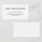 Carte D'accompagnement Noir et blanc élégant de base | Registre des cadea (Devant / Derrière)