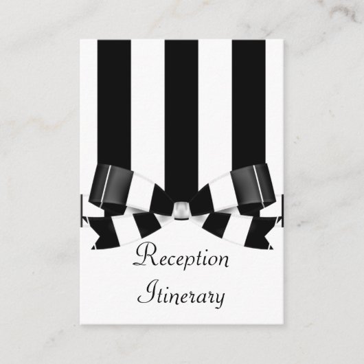 Carte D'accompagnement Noir et blanc Mariage rayé classique (Devant)