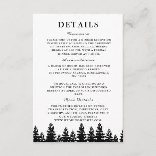 Carte D'accompagnement Noir et blanc minimaliste Détails du mariage d'hiv
