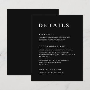 Carte D'accompagnement Noir et blanc minimaliste moderne Élégant 2
