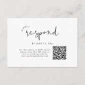 Carte D'accompagnement Noir et blanc moderne Code QR Mariage RSVP (Devant)