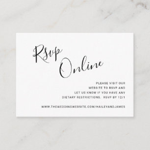 Carte D'accompagnement Noir et blanc moderne Simple RSVP Mariage en ligne