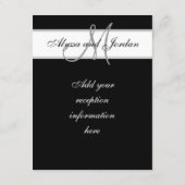 Carte D'accompagnement Noir et blanc Monogramme Noms Réception de mariage (Dos)