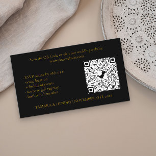 Carte D'accompagnement Noir et or en ligne RSVP QR Code Mariage