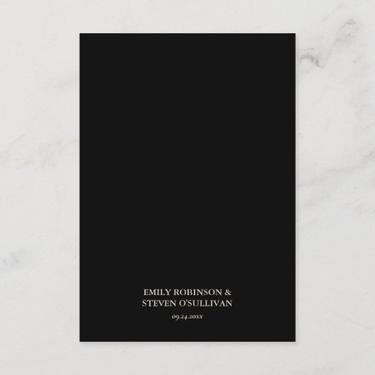 Carte D'accompagnement Noir et or Moderne mariage élégant Détails (Dos)