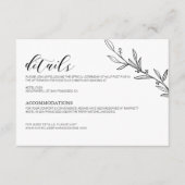 Carte D'accompagnement Noir moderne Blanc élégant Mariage Minimal Détails (Devant)