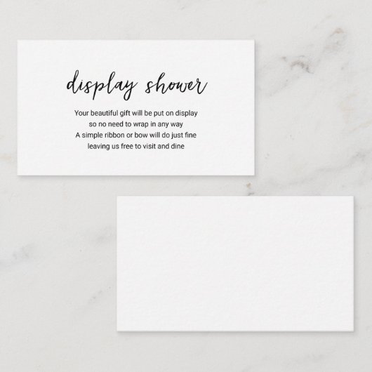 Carte D'accompagnement Noir moderne Blanc Minimal Simple Affichage Douche (Devant / Derrière)